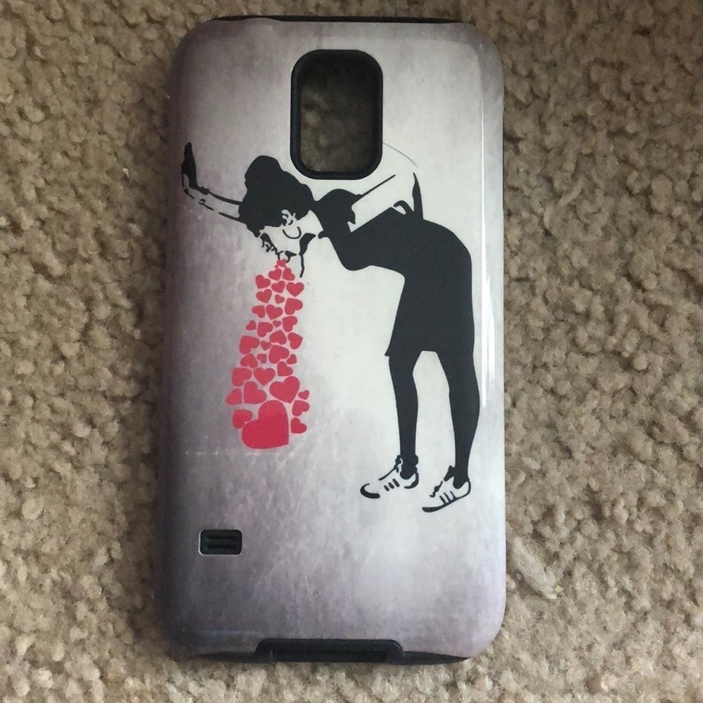 Samsung galaxy s5 bansky girl vomit flowers cover